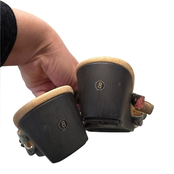 VIONIC PARK RADIA SNAKE PRINT LEATHER SANDAL LOW WEDGE TRIPLE STRAP 8 39 M NEW - Picture 5 of 9